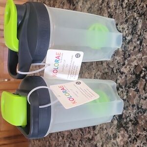 Lot of 2 Kolorae 16 oz shaker cup New BPA free mixing balls dishwasher safe gree
